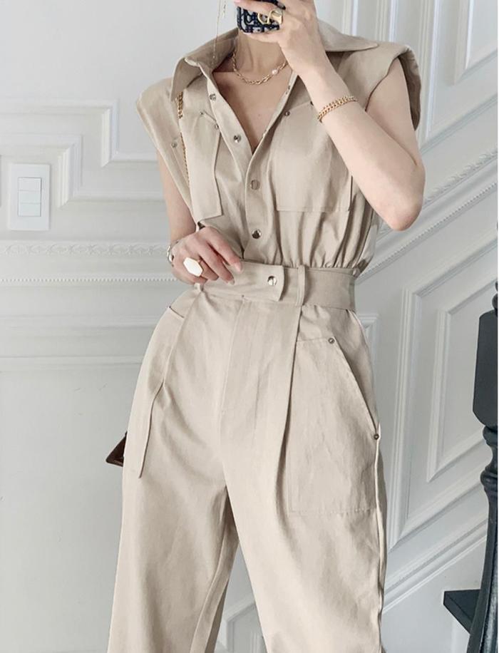 Gambar Jumpsuit Wanita Katun Premium ICONZ Import Short Sleeve - 00228 - Cream, All Size dari ICONZ Clothing undefined Tokopedia