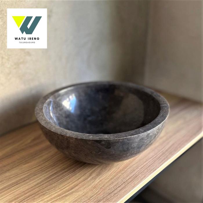Gambar Wastafel Mangkok MARMER Wastafel bowl marmer HITAM diameter 40cm - BLACK, JAKARTA dari Watu Ireng Tulungagung undefined Tokopedia