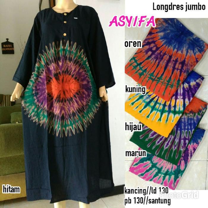 Gambar Daster Jumbo Lengan Panjang Ld 130 kancing busui Ibu menyusui & hamil - D dari Nabila Nur store undefined Tokopedia