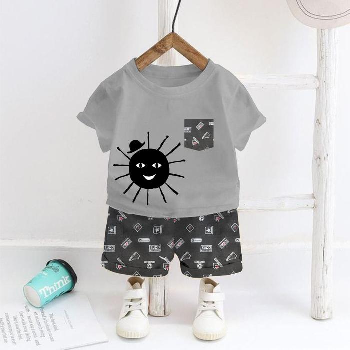 Gambar Kaos Setelan Anak Laki Laki / Baju Celana Anak 1- 5 Tahun Little S - Abu-abu, 2T dari Koleksi HZA undefined Tokopedia