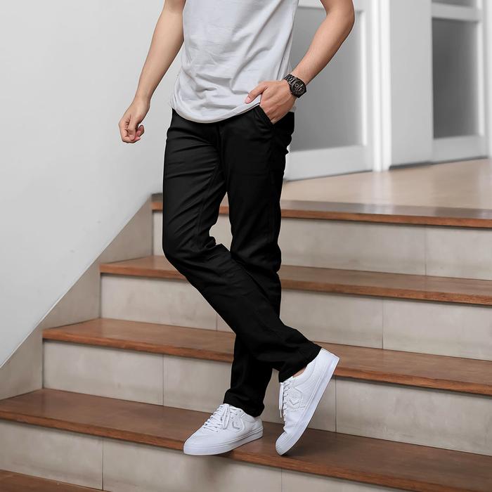 Gambar Celana Chino Pria Panjang Trev Slim Fit Strech Warna Coklat - Hitam, M dari Wahanajaket undefined Tokopedia