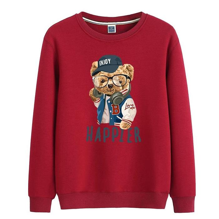 Gambar Baju Kaos Sweater Cowok Lengan Panjang Atasan Pria Motif Enjoy Premium - Marun dari queenlabell undefined Tokopedia