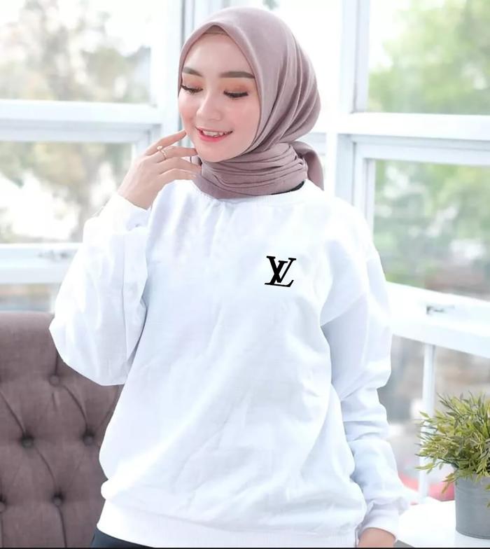 Gambar Baju Atasan Wanita Trendy LV Terbaru-Kaos Distro Lengan Panjang Keren - Putih, M dari Natural Cools undefined Tokopedia