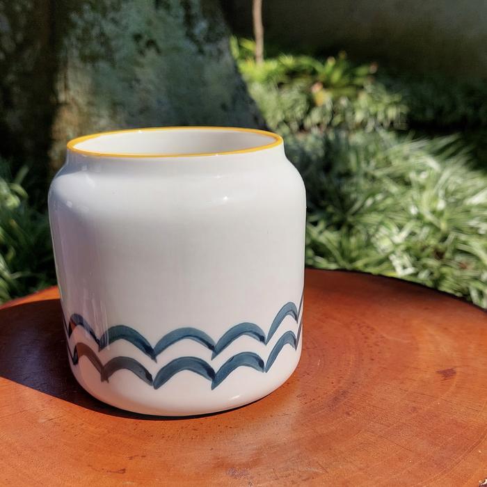 Gambar Pot keramik lukis (painted) sukulen/ kaktus D.atas 7cm - Waves dari de-pot undefined Tokopedia