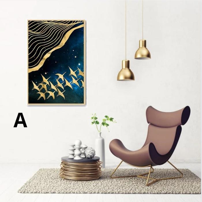 Gambar hiasan dinding wall art golden bird luxury hiasan dinding ruangan unik - A, 20x30 dari Dapur Cantik Official-2 undefined Tokopedia