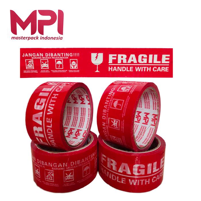 Gambar Lakban Fragile Merah Handle With Care 50 Yard Jangan Dibanting MPI - MERAH 50 YARD dari -SPECIALIST STORE JAKARTA- undefined Tokopedia