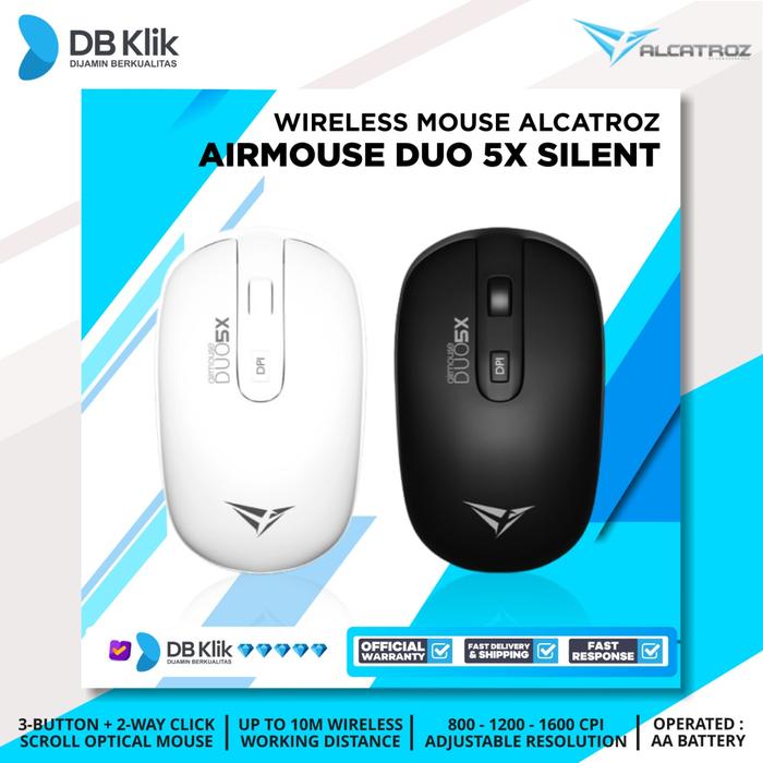Mouse Alcatroz Airmouse DUO 5X Silent Click Wireless 1600CPI - DUO 5X