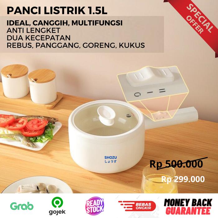 Gambar PANCI LISTRIK SERBAGUNA PORTABLE 1.5L KOMPOR LISTRIK MINI MULTIFUNGSI - Putih dari Shozu Shopping Solutions Jkt undefined Tokopedia