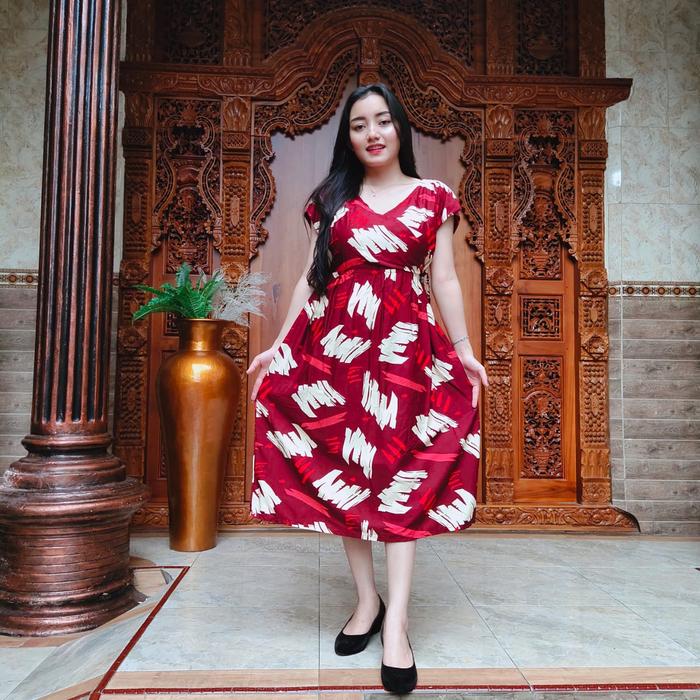 Gambar DRESS KIMONO NAGITA PAINT - Maroon dari BAJU BALI NAURA undefined Tokopedia