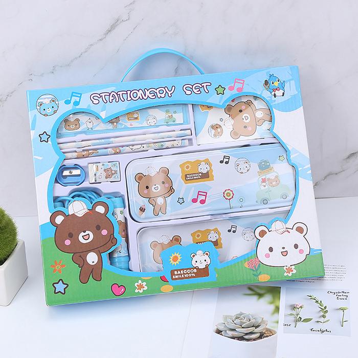 Gambar Stationery Set Isi 8 in 1 Cute Teddy Bear S8016 - Biru dari Suka Senang Sekolah undefined Tokopedia