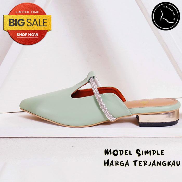Gambar Sepatu Sandal Tumit Heels Hak Tumit 2Cm Wanita Kulit Premium Kekinian - Green, 39 dari malazostore undefined Tokopedia