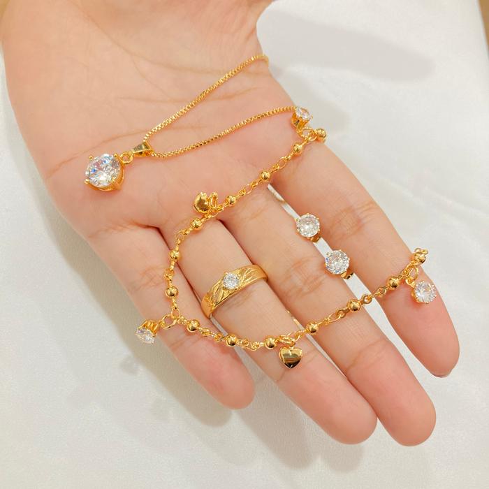 Gambar set perhiasan wanita lapis emas xuping mata satu terbaru SLE02 - gold, 7 dari Nana gold undefined Tokopedia