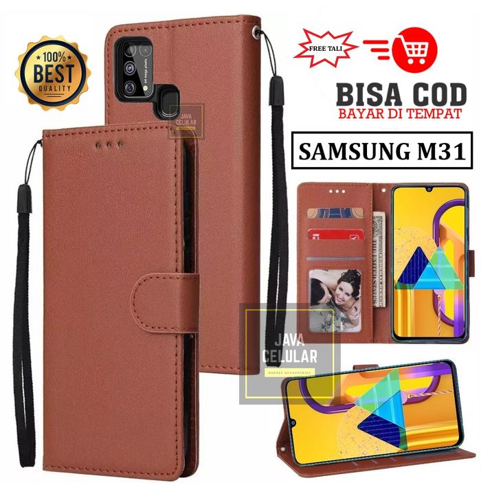Gambar Samsung Galaxy M31 Flip Wallet Case Kulit Casing Dompet Case Wallet - Cokelat dari Java Acc Store undefined Tokopedia