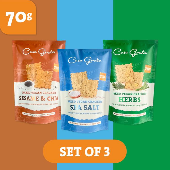 Gambar Set of 3 - 70gr ( 3 Casa Grata Crackers - choose your own flavor) dari CasaGrata undefined Tokopedia