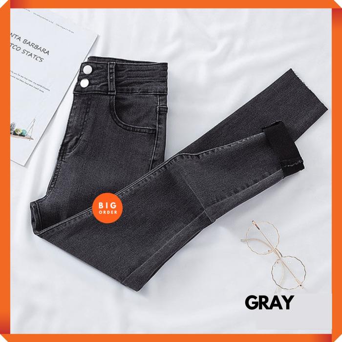 Gambar Celana Jeans Wanita Kancing Dua Highwaist Skinny Denim CP09 - BO - Gray, 27 dari Big Order undefined Tokopedia