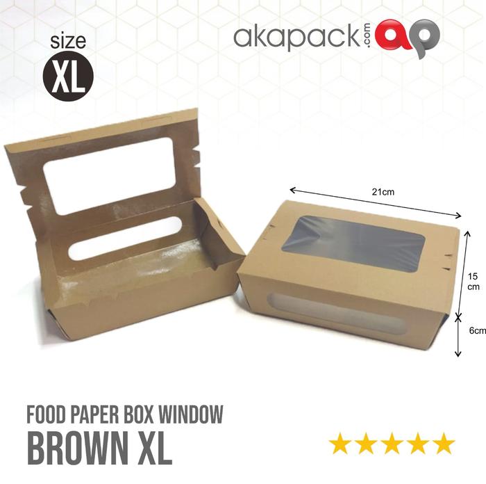 Gambar FOOD PAPER BOX WINDOW BROWN KRAFT ukuran L/XL - XL dari Akapack Botol undefined Tokopedia