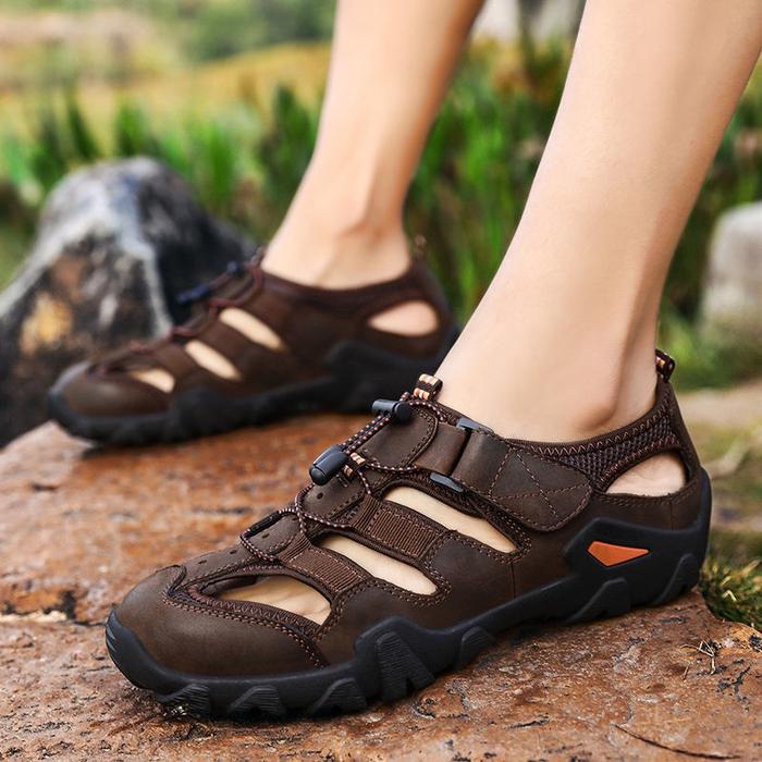 Gambar Sepatu Pria Hiking Mendaki Kulit Asli Trekking Gunung TERLARIS - Coklat Tua, 38 dari A & B Fashion undefined Tokopedia