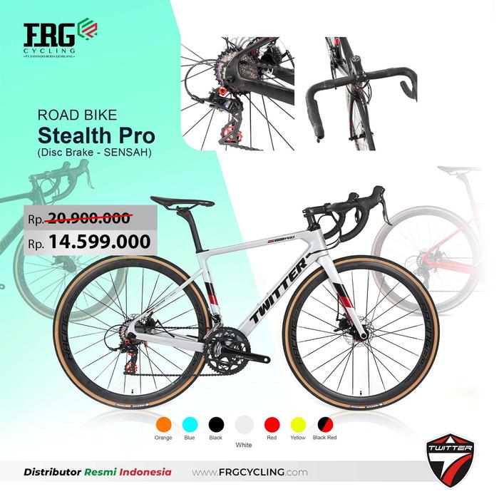 TWITTER STEALTHPRO DISC BRAKE CARBON HANDLEBAR-SENSAH RED 45