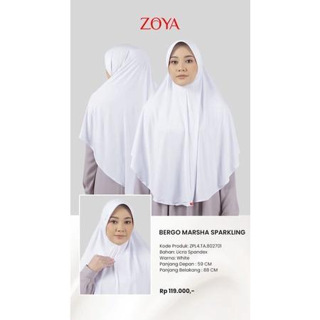 Gambar Jilbab Bergo Marsha Sparkling ZOYA - Putih dari Agen Elzatta Hijab undefined Tokopedia