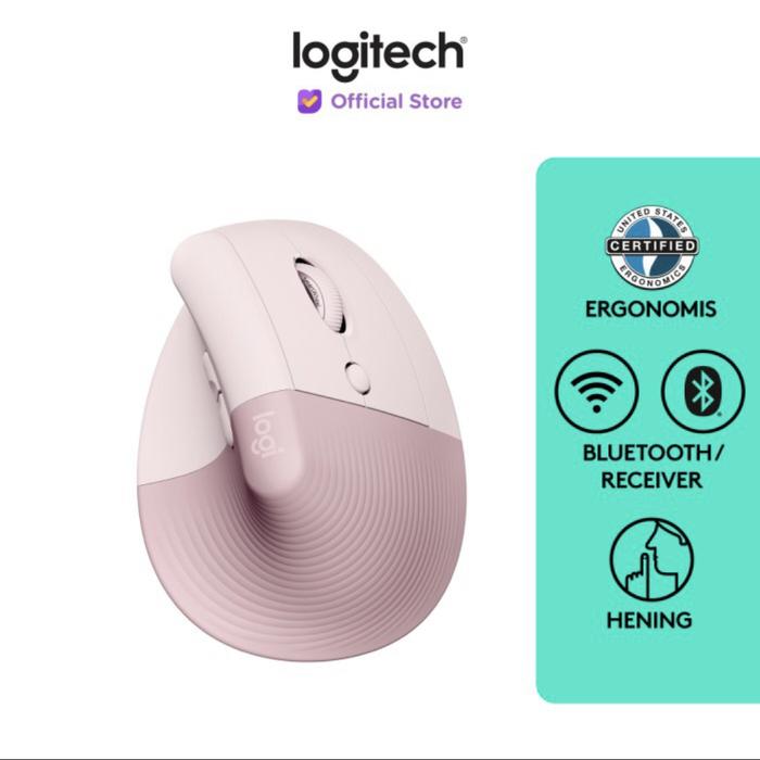 Gambar Logitech LIFT Vertical Ergonomical Wireless Silent Bluetooth Mouse - Rose dari Click & Go Tokopedia undefined Tokopedia