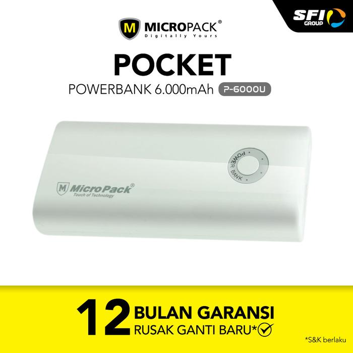 Gambar Power Bank 6000 mAh with Micro USB & Lightning MicroPack P6000U - Putih dari Micropack Indonesia undefined Tokopedia