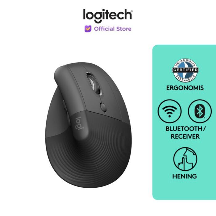 Gambar Logitech LIFT Vertical Ergonomical Wireless Silent Bluetooth Mouse - Graphite dari Click & Go Tokopedia undefined Tokopedia