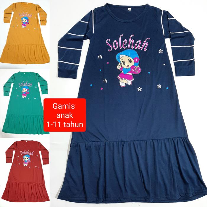 Gambar gamis anak muslim perempuan kaos tangan pnjang baju cewek Kerut soleha - Kerut-Navy, 1 thun-S dari VINNY COLLECTION_NEW undefined Tokopedia