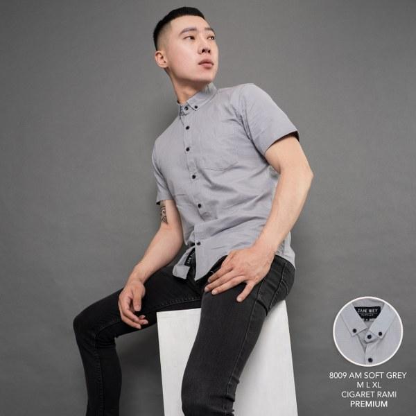 Gambar Jane Frey Clothing Kemeja Pendek Pria Premium M-XL 8009 Soft Grey Pink - AM Soft Grey, M dari Jane Frey Clothing undefined Tokopedia
