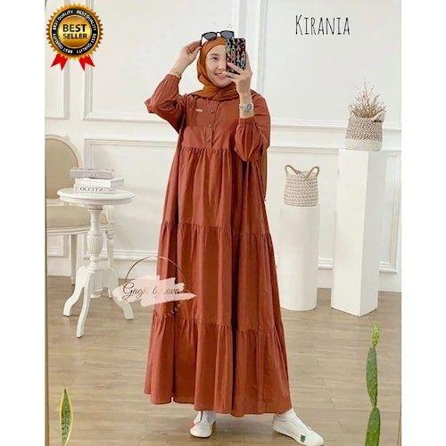 Gambar Gamis Wanita KIRANIA DRESS Wanita Muslim Bahan Katun Adem/Gamis Brukat - Coral dari Natasil olshop undefined Tokopedia