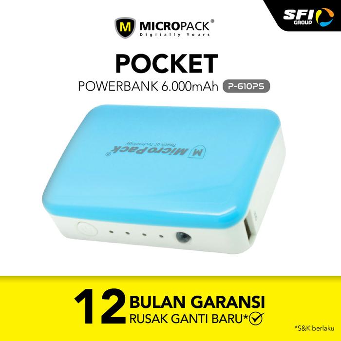 Gambar MicroPack Powerbank 6000 mAh P610PS - Biru dari Micropack Indonesia undefined Tokopedia