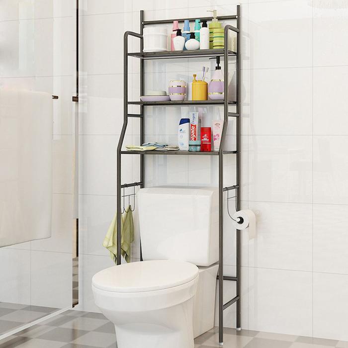 Gambar Rak Kamar Mandi 2 Tingkat Serbaguna R98 Rak Kloset Plastik Rak Toilet - X90 HITAM dari Ji-en Collection undefined Tokopedia