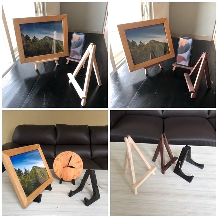 Gambar Stand kayu 26x16 tripod kayu standing pigura frame souvenir jam kayu dari ddcraft_id undefined Tokopedia