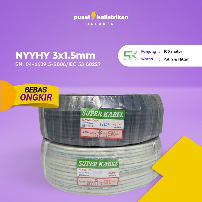 Gambar Kabel NYMHY NYYHY 3X1,5 3X1.5 100 METER Super Cable 100 METER - Putih dari Pusatkelistrikanjakarta undefined Tokopedia