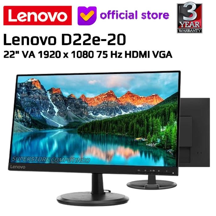 Gambar Monitor LED Lenovo D22-20 D2220 22" 1080p 75Hz VGA HDMI - D22e-20 dari SuperStore Computama undefined Tokopedia