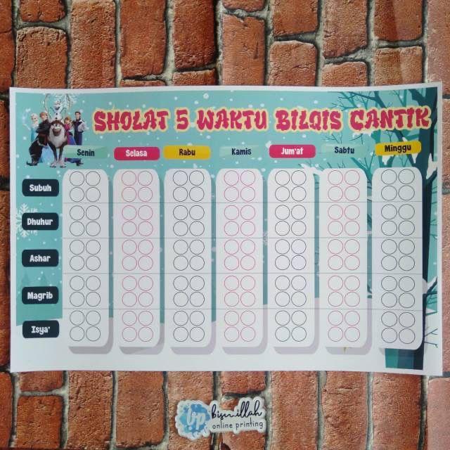 Gambar jadwal solat anak check list solat - frozen dari bismillah printing undefined Tokopedia