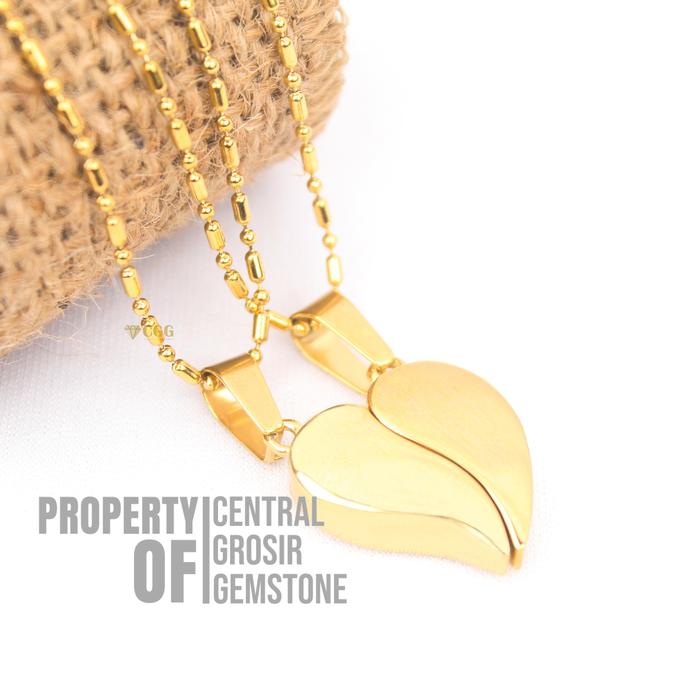Gambar Kalung Liontin Couple Titanium Love Necklace Pasangan Pria Wanita - Kuning dari Central Grosir Gemstone undefined Tokopedia