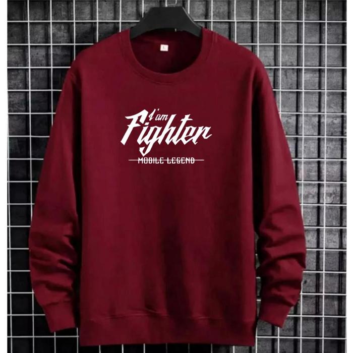 Gambar BAJU KAOS PRIA LENGAN PANJANG FIGHTER / FASHION PRIA - Maroon, XXL dari RENZO_NEW undefined Tokopedia