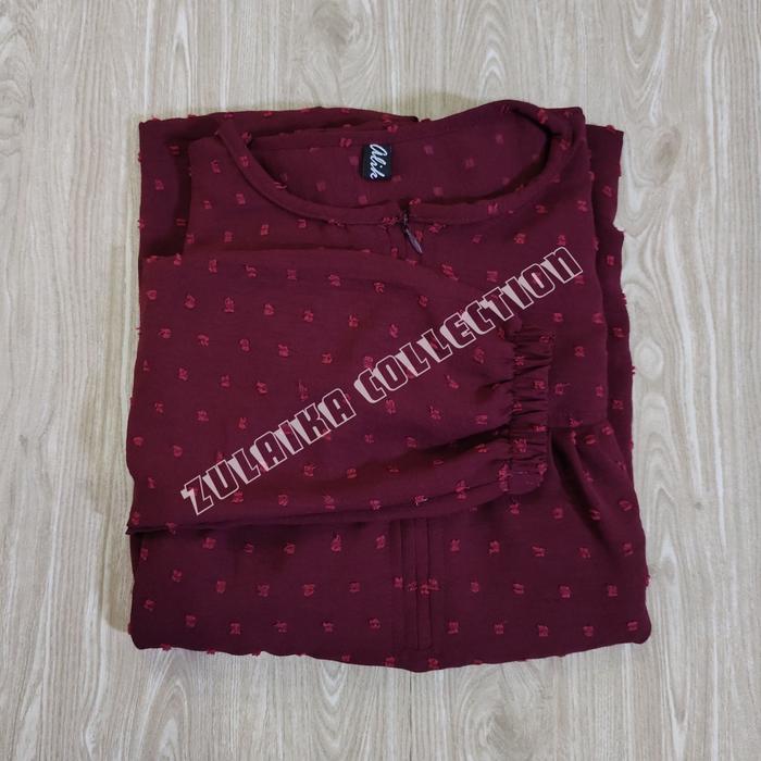 Gambar Zulaika Gamis Rubia Terbaru Bahan Premium Busui Friendly - maroon, all size dari Zulaika Collection undefined Tokopedia