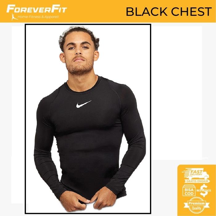 Gambar Baselayer Manset Nike Long Sleeve Original Atasan Lengan Panjang Pria - Dada Hitam, S dari FitForever_NEW undefined Tokopedia