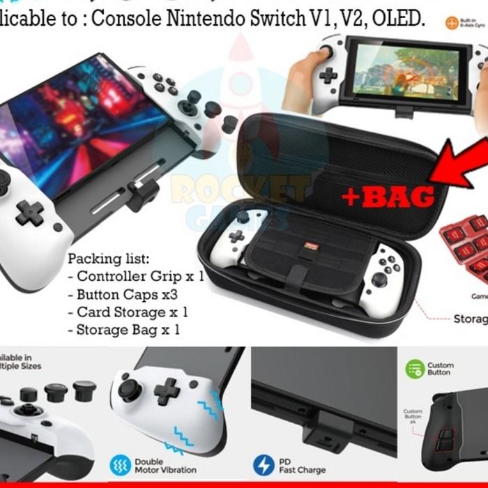 Gambar dobe controller TNS-1201 for Nintendo Switch oled/oled controller grip - full set + bag dari jayasakti shops undefined Tokopedia