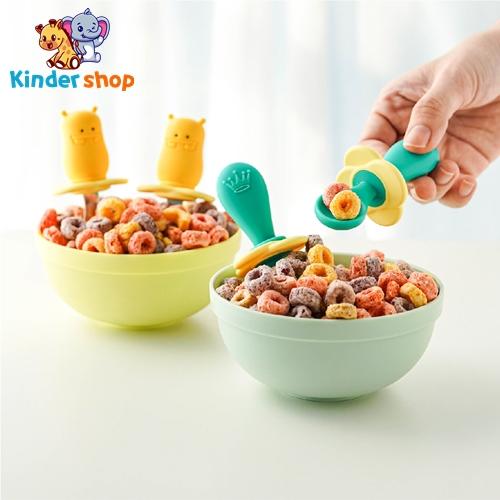 Gambar 2in1 Sendok Makan Garpu Makan Bayi Baby Safe Silikon Spoon Tahan Panas - Biru Muda dari Gudang Solusi Dapur undefined Tokopedia