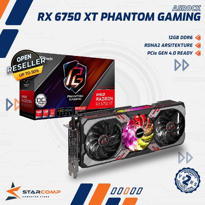 Gambar ASROCK Radeon RX 6750 XT Phantom Gaming D 12GB OC RX6750XT dari Starcomp Origin undefined Tokopedia