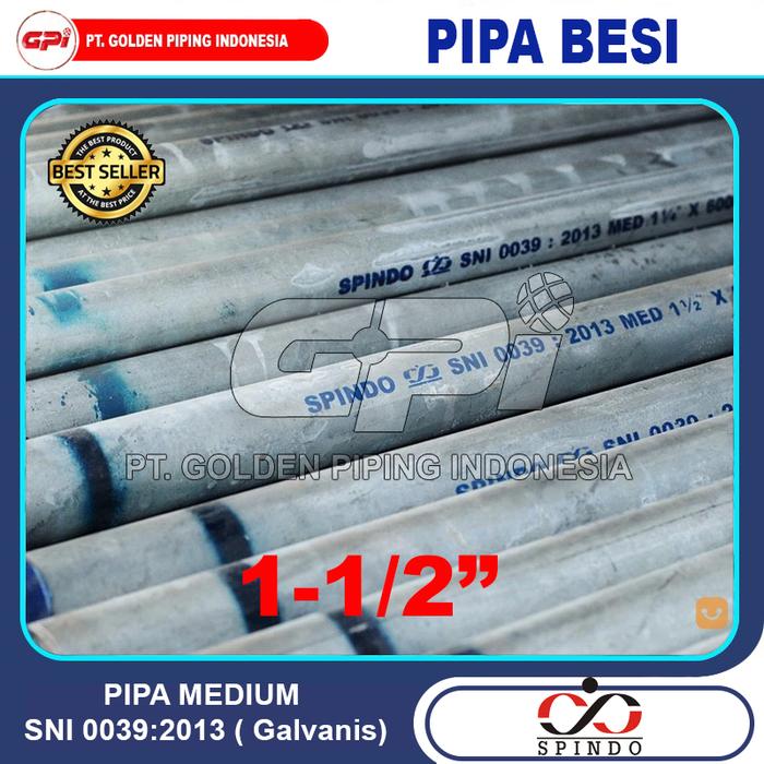 Gambar Pipa Besi Galvanis Medium SNI Merk Spindo,1/2" s/d 4" - update April 2024 - ND.40mm(1-1/2") dari DEPO PIPA_NEW undefined Tokopedia