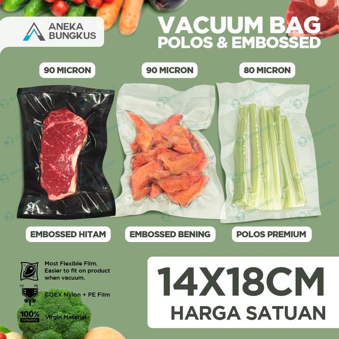 Gambar Plastik Vacuum Vacum Bag Polos / Embossed Vakum Bag Delkochoice 14x18 - Embossed Black dari Aneka Bungkus undefined Tokopedia