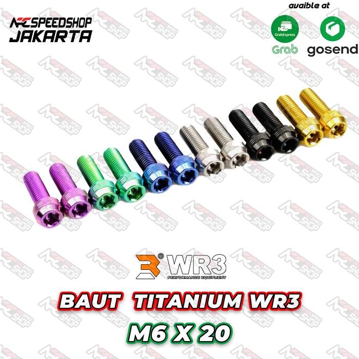 Gambar BAUT MIRROR HOLDER TITANIUM WR3 M6 x 20MM BAUT WR3 - VARIAN dari Arcspeedshop Jakarta undefined Tokopedia