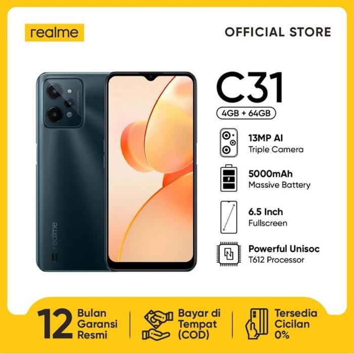 Gambar Realme C31 4/64 New Original 100% Segel Bergaransi Resmi - Dark Green, Ram 4/64 dari HQQ CELL undefined Tokopedia