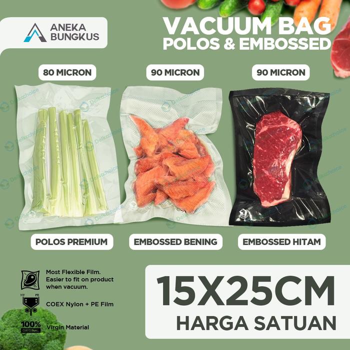 Gambar Plastik Vacuum Vacum Bag Polos / Embossed Vakum Bag Delkochoice 15x25 - Polos dari Aneka Bungkus undefined Tokopedia