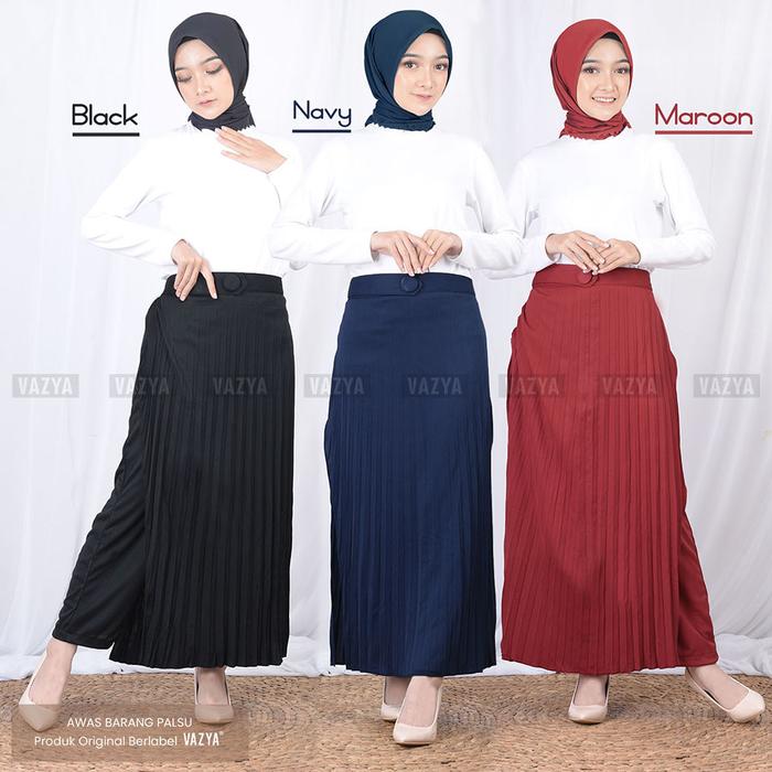 Gambar Rok Celana Plisket Hyget 2in1 - Maroon dari VazyaHijab undefined Tokopedia