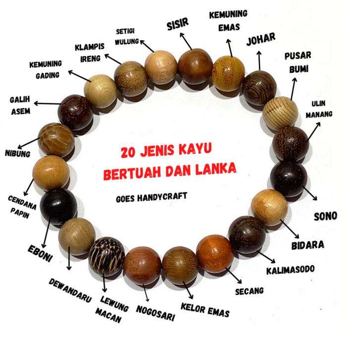 Gambar Gelang kayu 20 jenis kayu galih 10 mm dari Goes Handycraft undefined Tokopedia