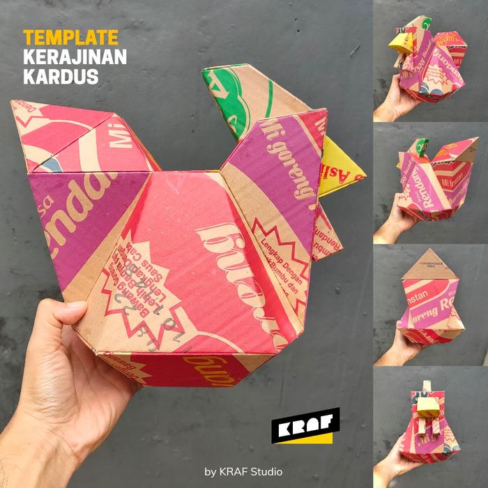Gambar Template/pola Prakarya Kardus : Celengan berbentuk ayam jago style low - KERTAS HVS dari krafstudio undefined Tokopedia